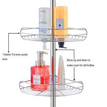 ALLZONE Tension Shower Standing Caddy Corner, Rustproof Stainless Steel