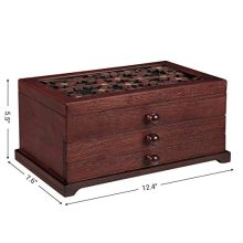 SONGMICS Wooden Jewelry Box with Floral Carving
