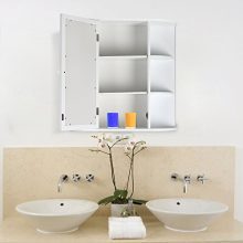 Elegant White Wall Cabinet with Mirror for Bathroom & Kitchen Storage