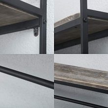 Industrial 2-Tier Wall Mounted Bathroom Shelves with Towel Bar – Black Brush Silver
