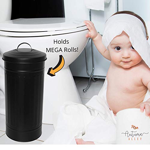 Autumn Alley Black Toilet Paper Reserve Holder Canister with Lid