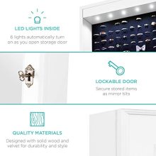 Full-Length Mirrored Jewelry Storage Cabinet with LED Lights