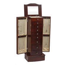 Large Jewelry Armoire Cabinet with 8 Drawers & 2 Swing Doors