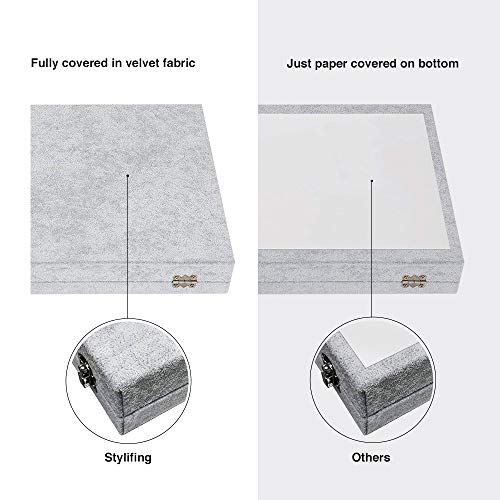 STYLIFING Clear Lid Velvet 24 Grid Jewelry Tray