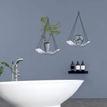 Modern Living Wood Floating Shelves -Set of 2 Solid Wooden Hanging Shelves