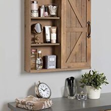 Storage Cabinet with Vanity Mirror and Sliding Barn Door