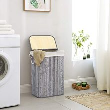 SONGMICS Bamboo Laundry Hamper with Lid