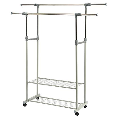 HOME BI Adjustable Garment Rack with 2 Tier