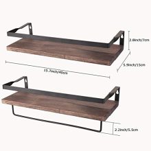 Awekris Rustic Wood Wall Storage Shelves Set of 2