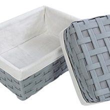 5-Piece Wicker Weave Utility Storage Baskets - Grey Bins for Shelves and Closets