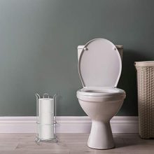 Metal Free Standing Toilet Paper Holder Stand with Storage for 3 Rolls