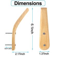 4 Pieces Wooden Coat Hooks Wall-Mounted Natural Wood
