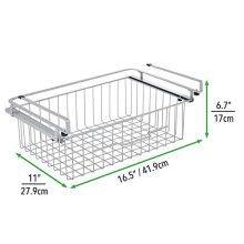 mDesign Hanging Baskets, Sliding Under Shelf Hanging Wire Storage