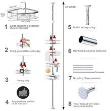 Bathroom Shelf Tension Shower Pole Corner Caddy