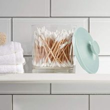 Modern Round Plastic Bathroom Vanity Countertop Storage