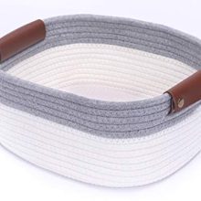 Rectangle Cotton Rope Basket with Handles for Books, Magazines, Toys