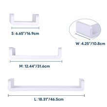 Maximize Your Space with Adhesive Floating Shelves - Set of 3 - Elevate Your Home Organization