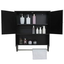 Wall Bathroom Cabinet with 1 Adjustable Shelf & Towels Bar