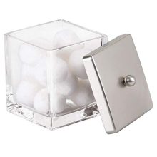 mDesign Modern Glass Square Bathroom Vanity Countertop Storage Organizer
