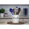 House Acre Designs Large White and Black Utensil Crock - Stylish Farmhouse Kitchen Decor - Rustic Countertop Storage Solution
