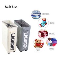 Mziart 22" Rolling Slim Laundry Basket with Stand Foldable Waterproof Sorter