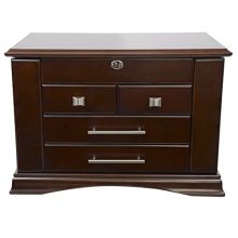 Large Mahogany Wood Finish Necklace Jewelry Box