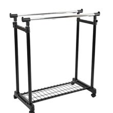 Adjustable Rolling Garment Rack with Bottom Shelf