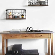 Rustic Floating Shelves Set with Wire Basket – 11.5