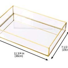 Rectangle Vintage Glass Tray Countertop Holder Dresser Organizer