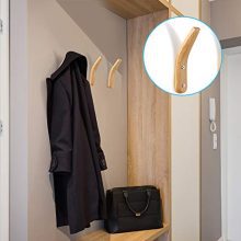 4 Pieces Wooden Coat Hooks Wall-Mounted Natural Wood