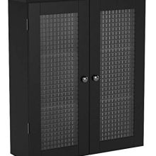 Elegant Home Fashions Chesterfield Wall Cabinet with Two Glass Doors