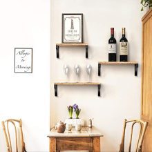 Amada Floating Shelves Wall Mounted, Rustic Paulownia Wood Wall