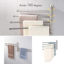 KES Swivel Towel Bar SUS Stainless Steel 4-Arm, Bathroom Swing Hanger