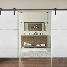 Double Barn Sliding White Doors 56x80 with Black Hardware