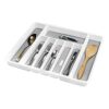 Effortless Drawer Organization with Madesmart Expandable Silverware Tray - White Classic Collection | 8-Compartments | Soft-Grip Lining and Icons for Seamless Cutlery Sorting
