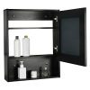 Storage Cabinet with Mirror Adjustable Wall Mounted Cabinet Black