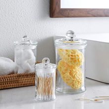 KMwares 3PCs Set Small Mini Clear Glass Premium Quality Apothecary Jars