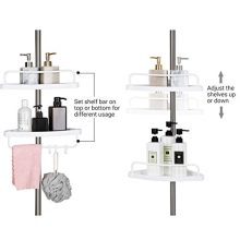 Ultimate Bathroom Organization with the Constant Tension Shower Caddy – Adjustable, Rust-Proof, and Versatile Stainless Steel Corner Shelf for a Clutter-Free Shower