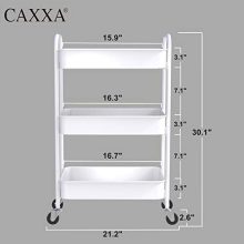 CAXXA 3-Tier Rolling Metal Storage Organizer - Mobile Utility Cart