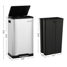 SONGMICS Trash Can, 11.9 Gal Pedal Garbage Can