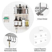 Shower Caddy Basket Shelf with Hooks/Soap Dish Holder Shelf