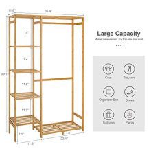 COOGOU Bamboo Garment Rack with Shelves – Heavy Duty Clothing Organizer for Entryway, Bedroom, and Store