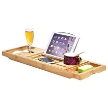 Luxury Bathtub Caddy Tray，Bamboo Bathtub Tray Caddy