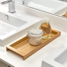Bamboo Bathroom Tray - Stylish Wooden Organizer for Tissues, Candles, and Bathroom Essentials