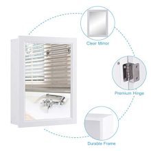 Mirror Medicine Cabinet W/Single Door and Inner Adjustable Shelf