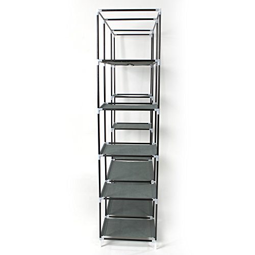 5-Layer Portable Clothes Wardrobe with Hanging Rack and 12 Storage