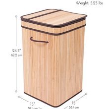 BIRDROCK HOME Square Laundry Hamper with Lid and Cloth Liner