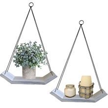 Modern Living Wood Floating Shelves -Set of 2 Solid Wooden Hanging Shelves