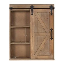 Storage Cabinet with Vanity Mirror and Sliding Barn Door
