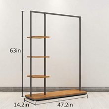 Metal Clothes Garment Racks with 4 Wood Storage